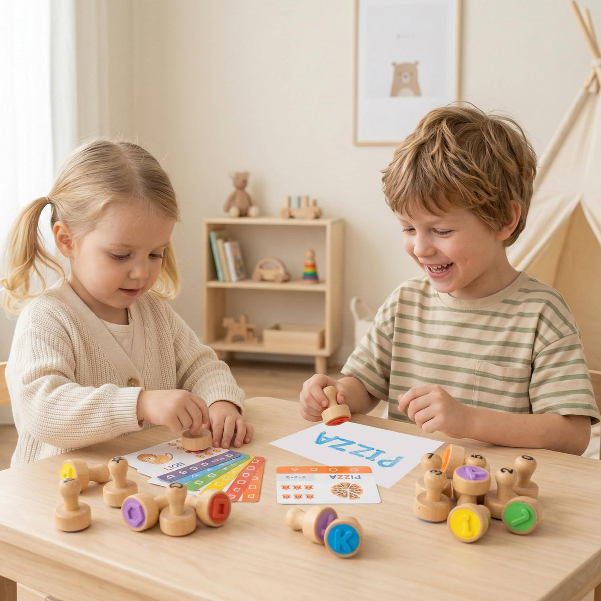 Busy Edition activity cards front-back pair visuals with simple math tasks.