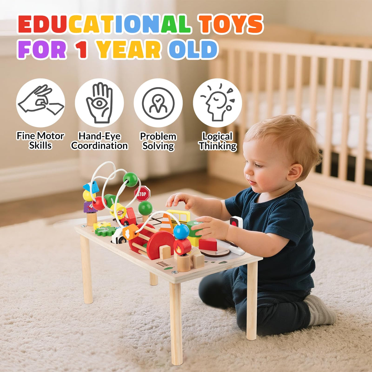 Busy edition traffic signs help toddlers recognize shapes and traffic cues.