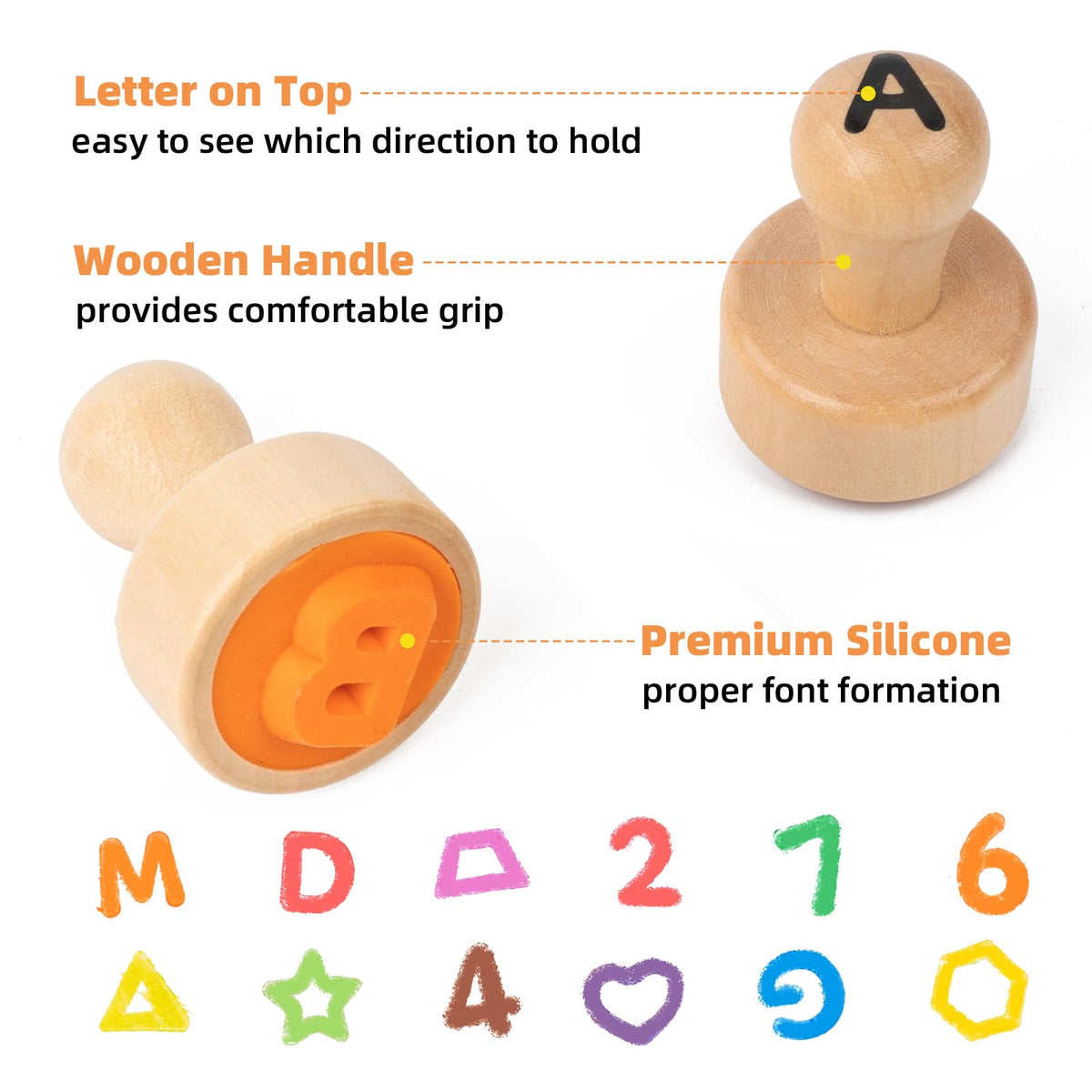 Busy Edition shape stamps wooden set introduces basic geometry through stamping.