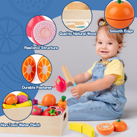 Busy edition wooden cutting knives for safe, interactive food prep play