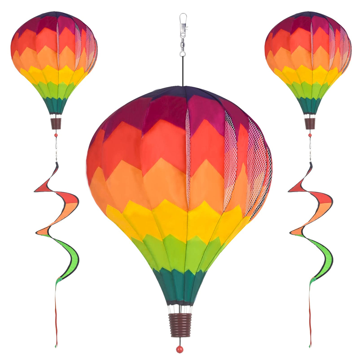 BusyLittleBee hot air balloon spinner for outdoor setup with vivid color motion.