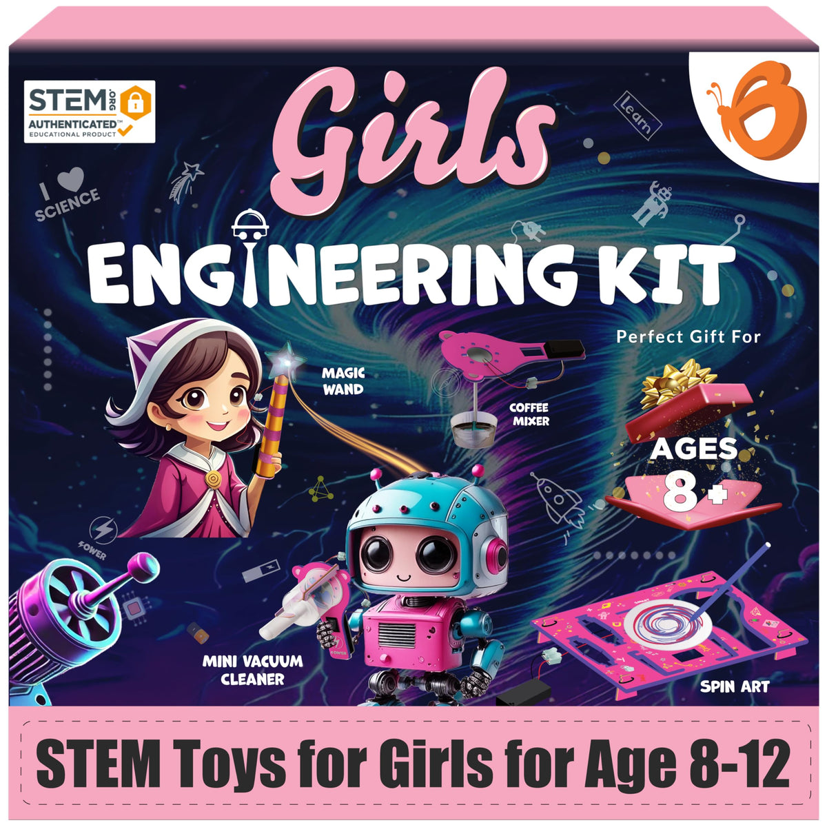 Butterfly EduFields 50-piece circuit kit for hands-on electronics exploration.