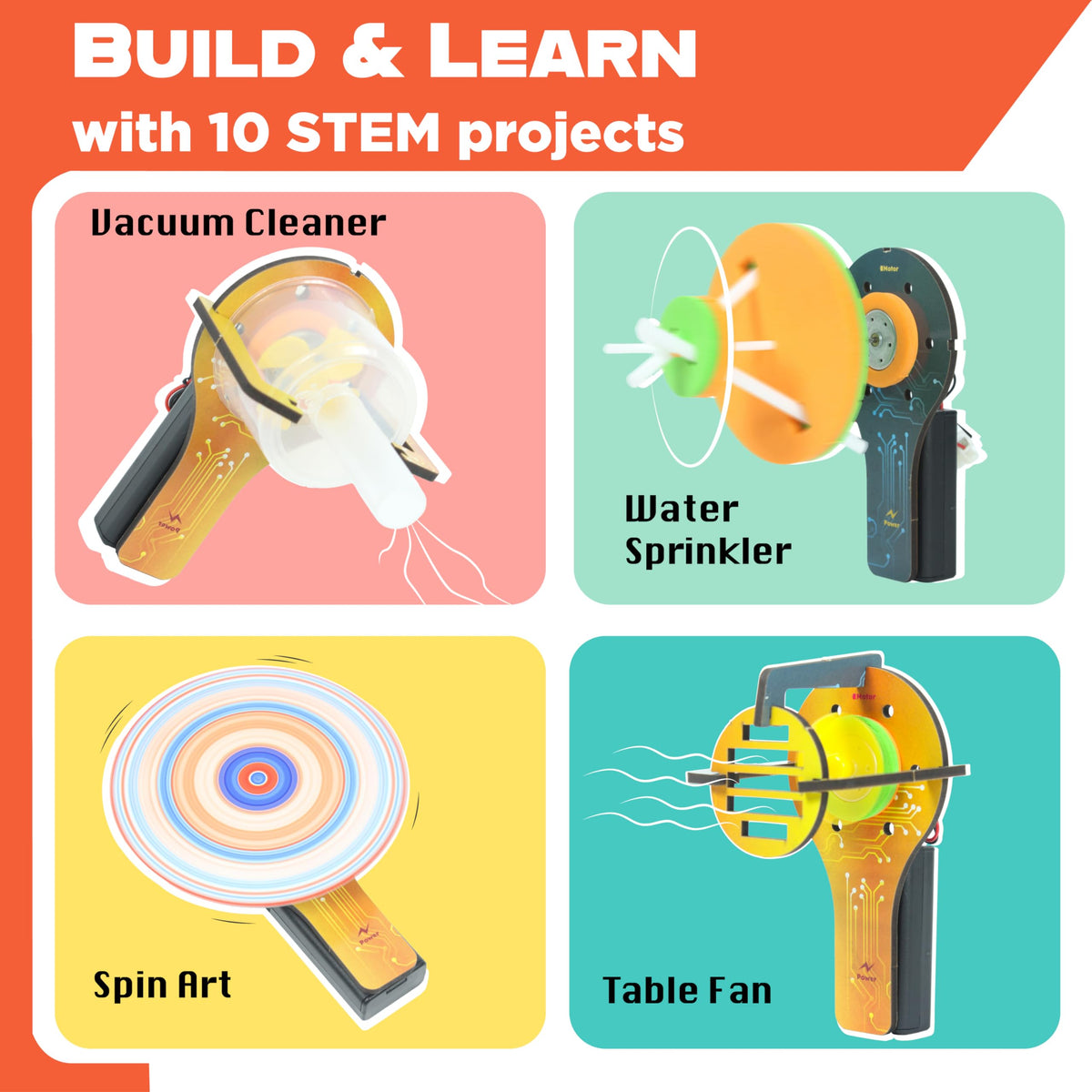 Butterfly EduFields electric motor experiments teach basic engineering concepts.