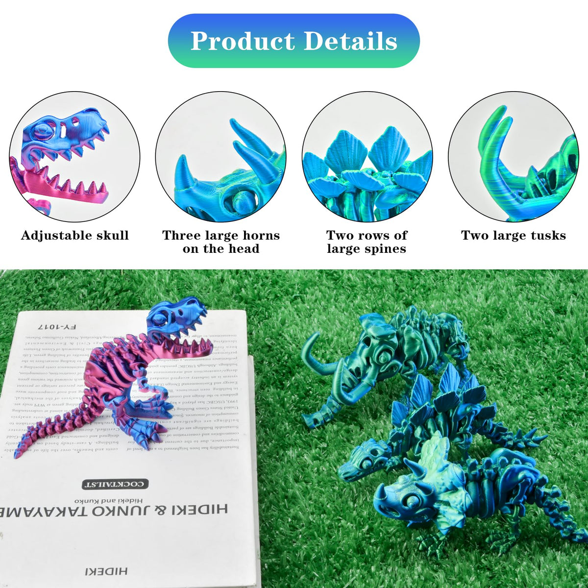 BUUFAN Stegosaurus figure with precise detailing adds color to shelves.