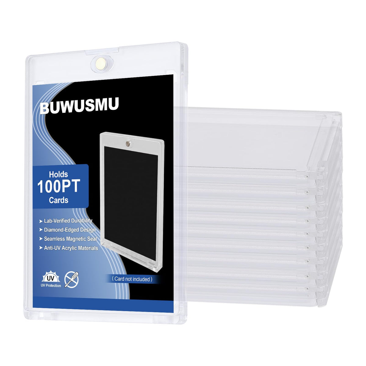 BUWUSMU 50-pcs clear acrylic magnetic card holders protect sports cards with clarity