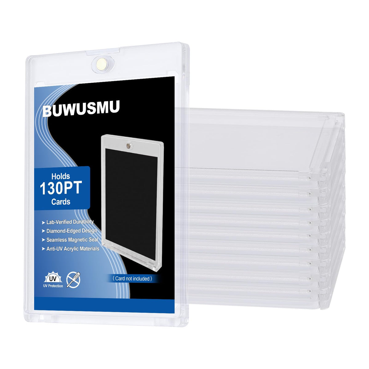 BUWUSMU 50pc acrylic magnetic card holders for secure display.