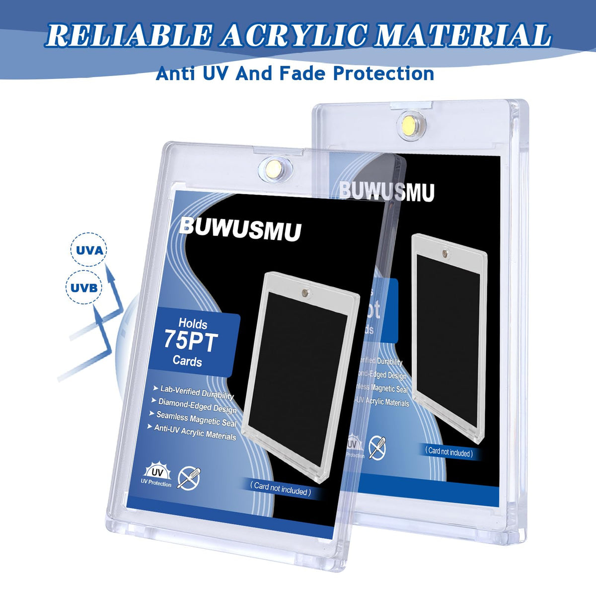 BUWUSMU clear card protectors ideal for showroom-style display