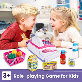 Buyger store setup with cash register boosts imagination and math practice