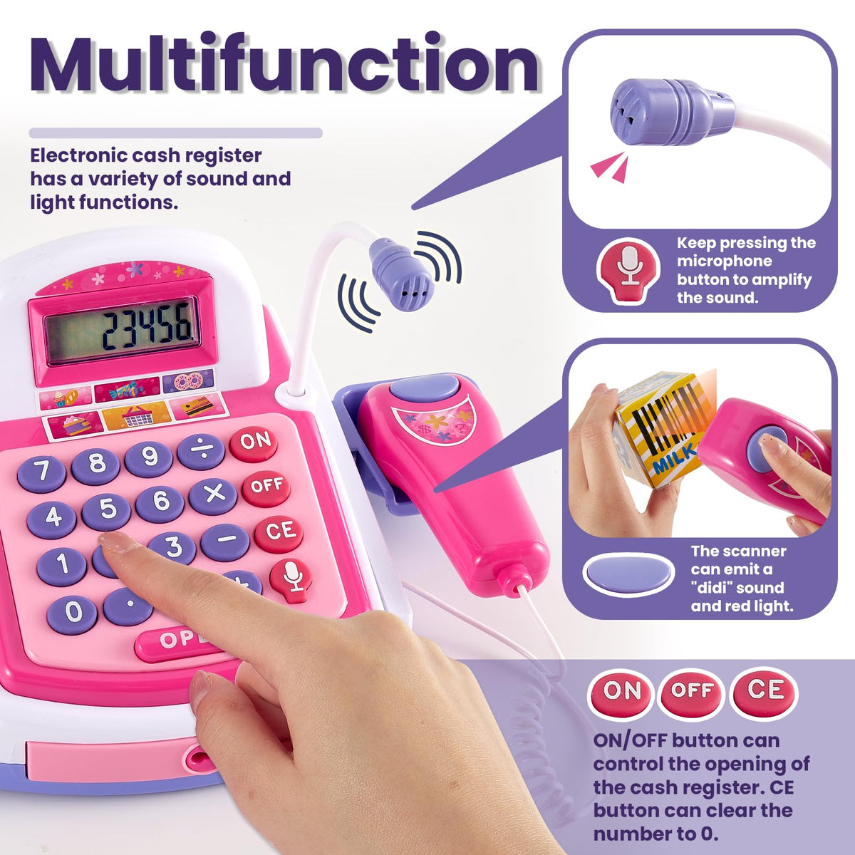 Buyger cash register toy microphone for practicing speaking and singing