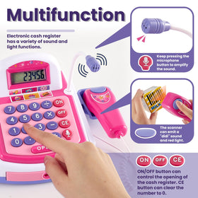 Buyger cash register toy microphone for practicing speaking and singing