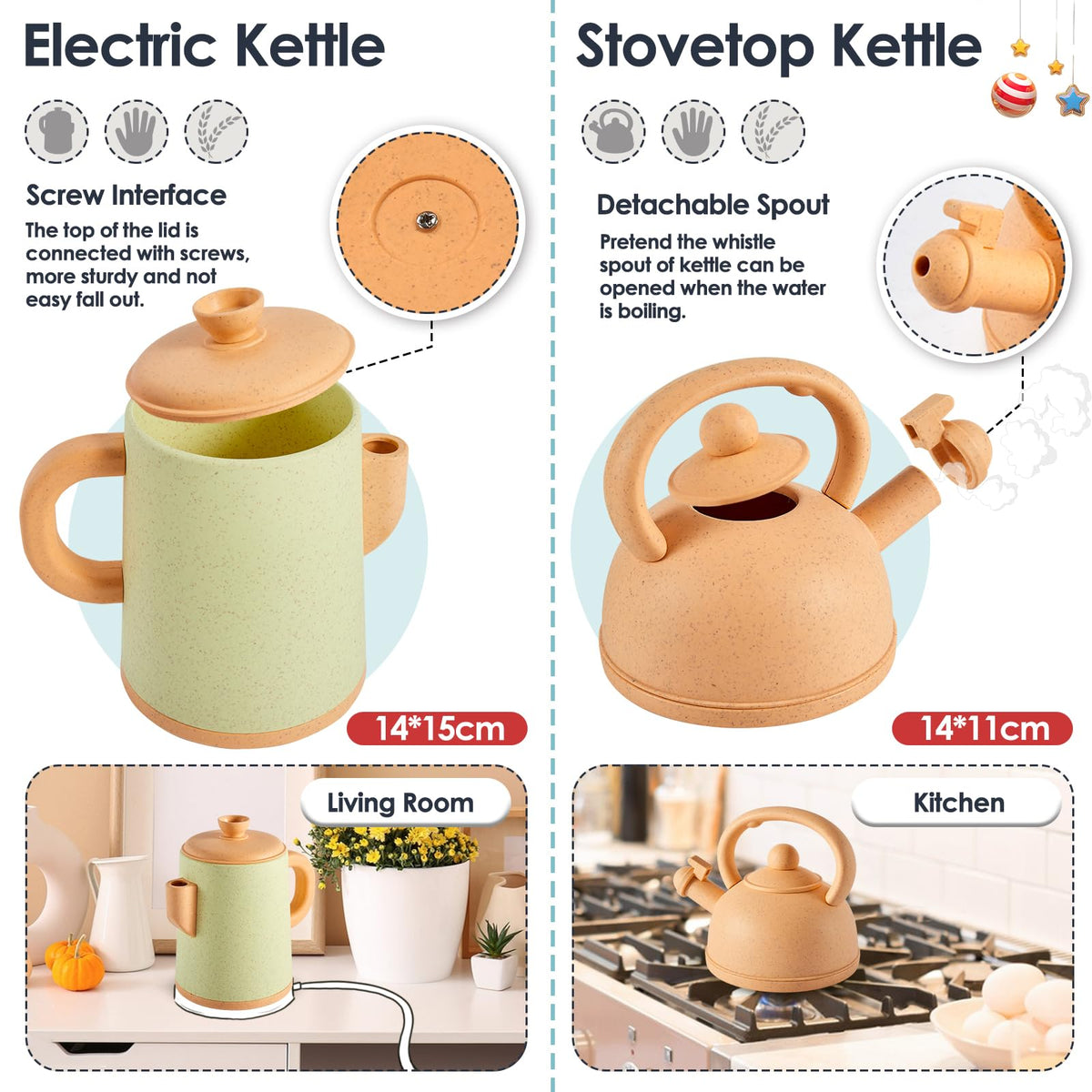 Kettle and teapot accessory from Buyger set for pretend tea time rituals.