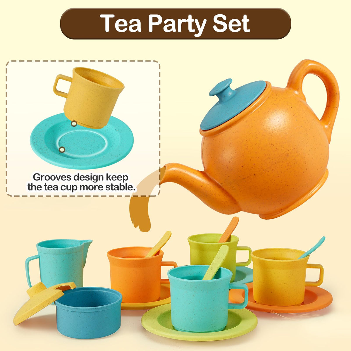 Buyger Play Kitchen Dinnerware designed for toddler hands and meals