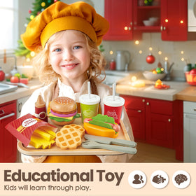 Buyger tray with dine-in and takeout bags enables realistic kitchen scenes