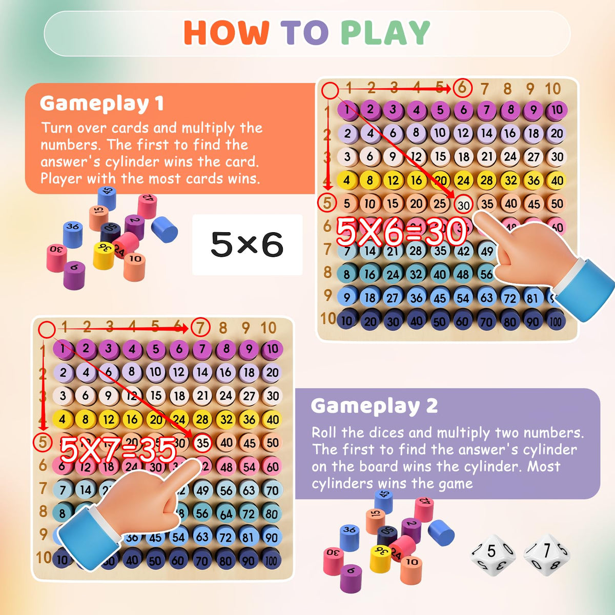 BUZIFU wooden math manipulatives support hands-on multiplication practice