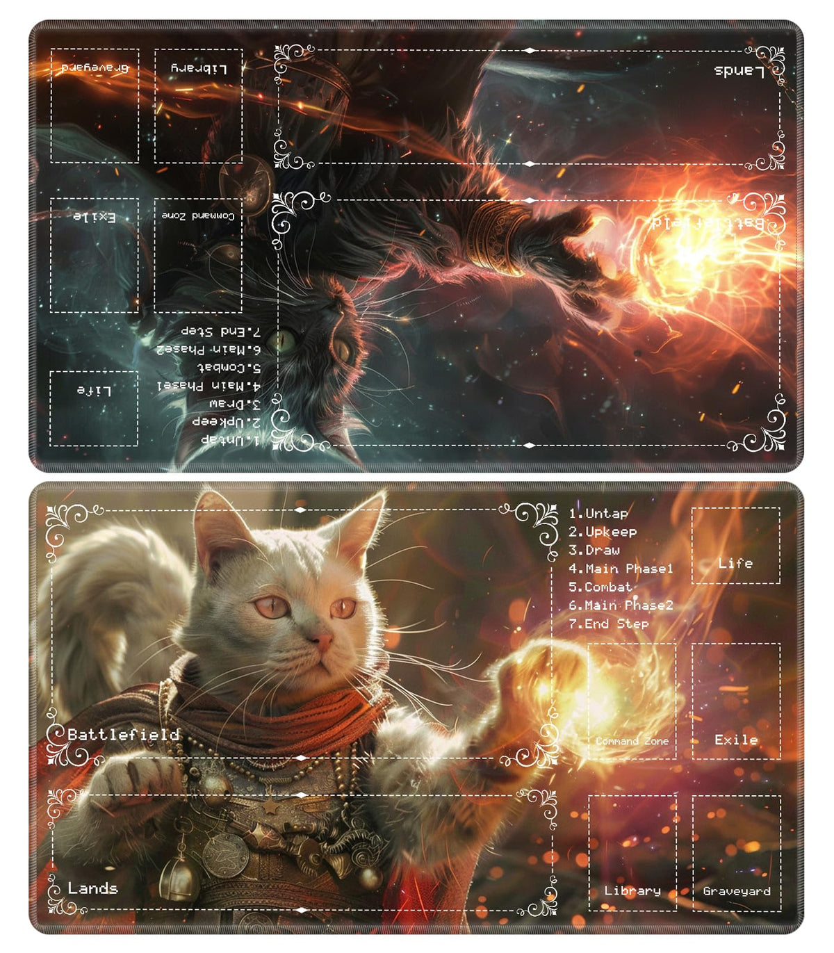BVDIKMI MTG playmat two-pack with non-slip base keeps cards steady during gameplay.