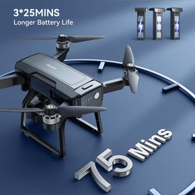 Three 2600mAh batteries provide up to 75 minutes of flight time.