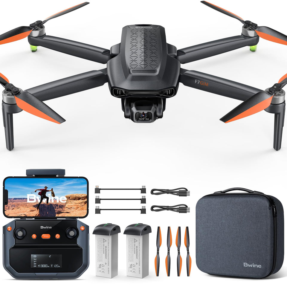 The Bwine F7GIM drone’s industrial aesthetic design for premium aerial visuals.