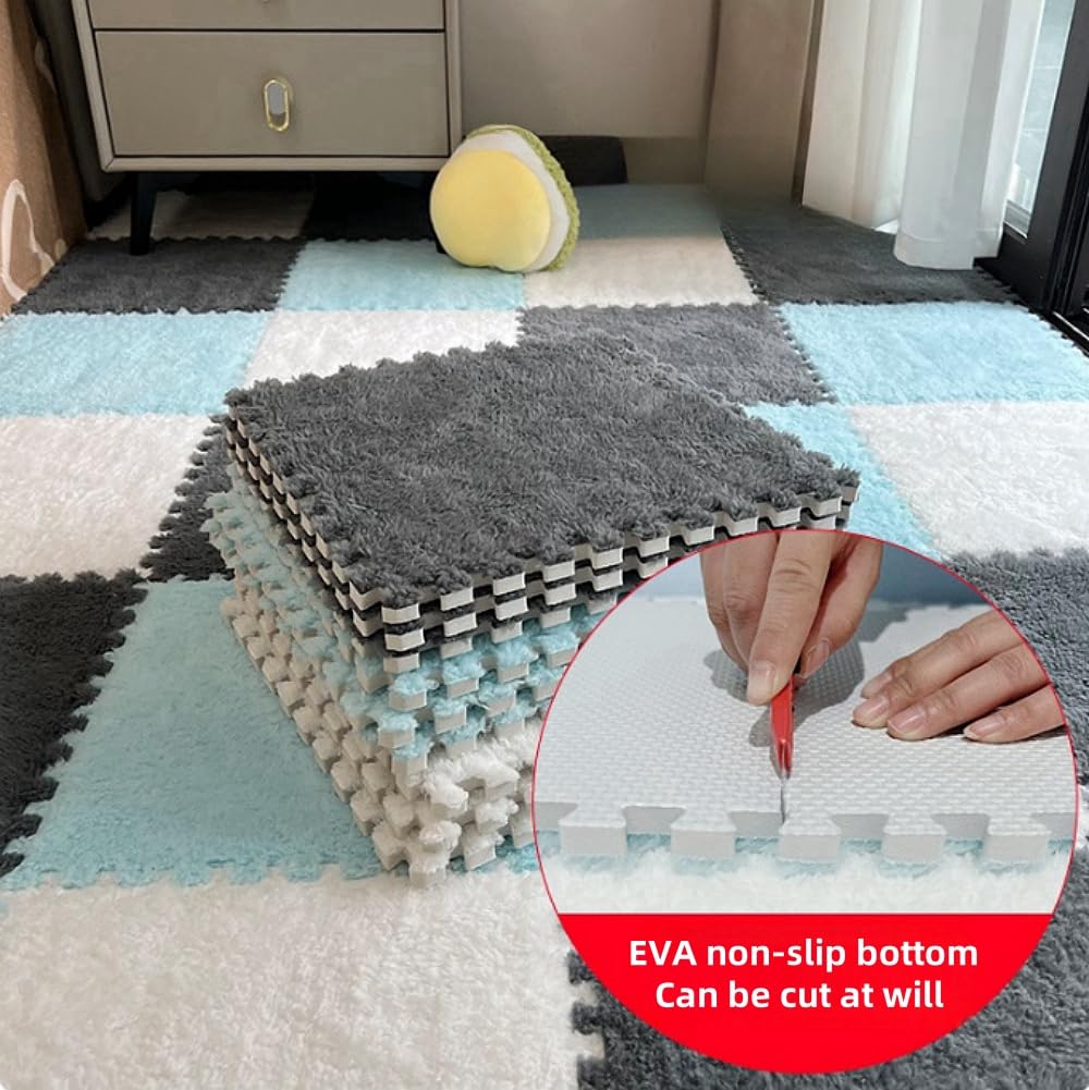 BXEBUI puzzle floor mats snapping together for quick setup