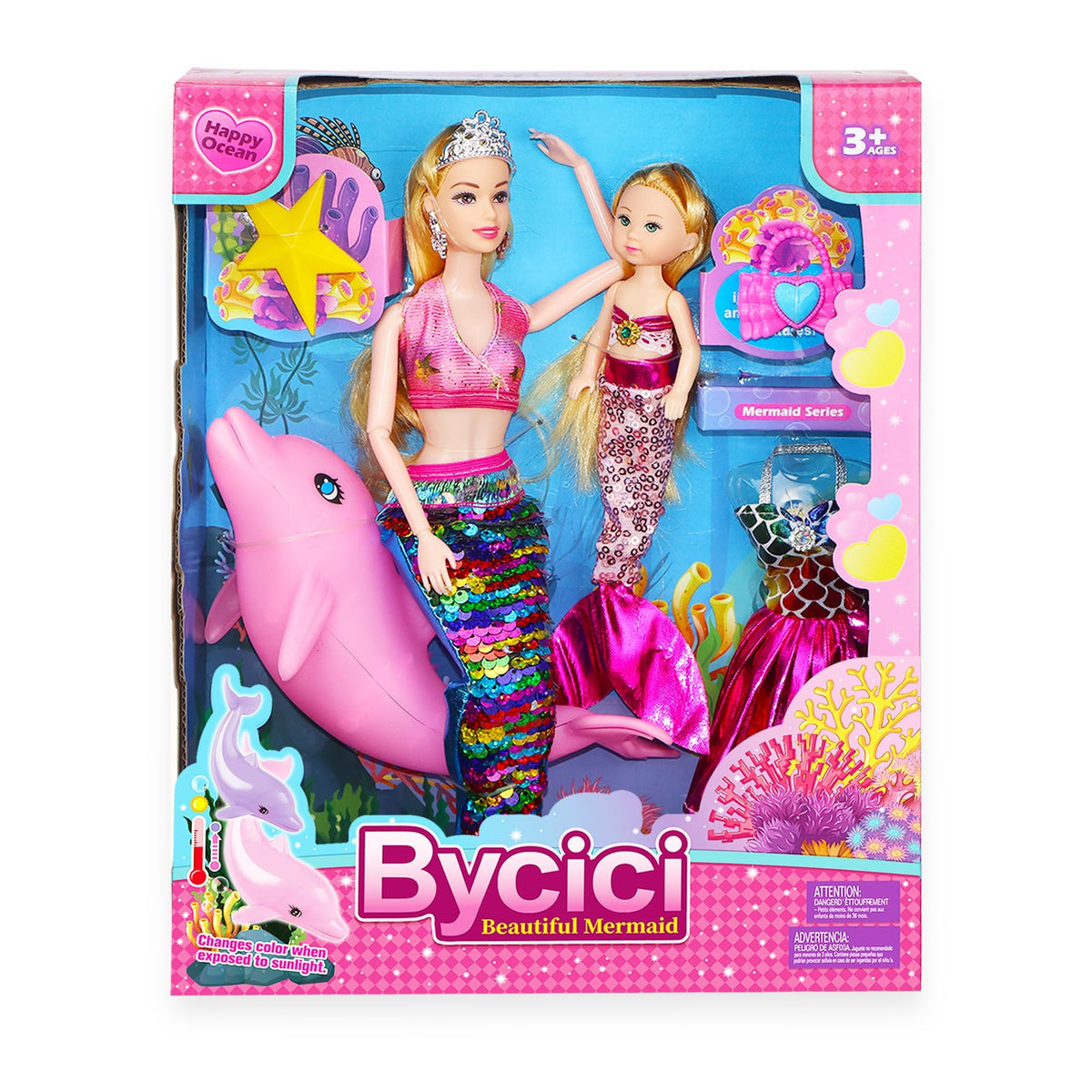 BYCICI 12-inch mermaid doll with colorful tail for imaginative play