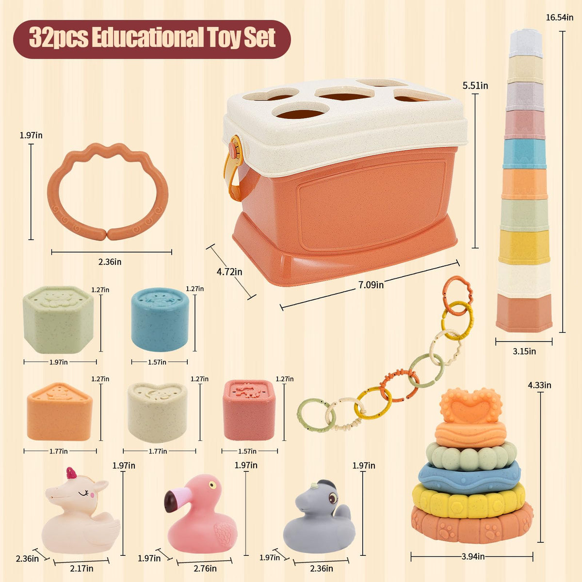 BYFWH Shape Sorter stacking cups aid sequential thinking and grasping.