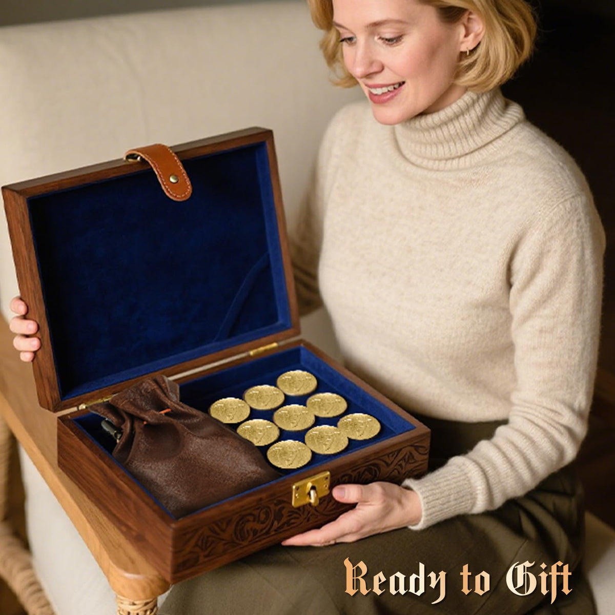 Byhoo coins and dice setup—ready for tabletop sessions.