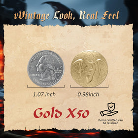 Byhoo DND metal coins—side view highlights detailed engravings.