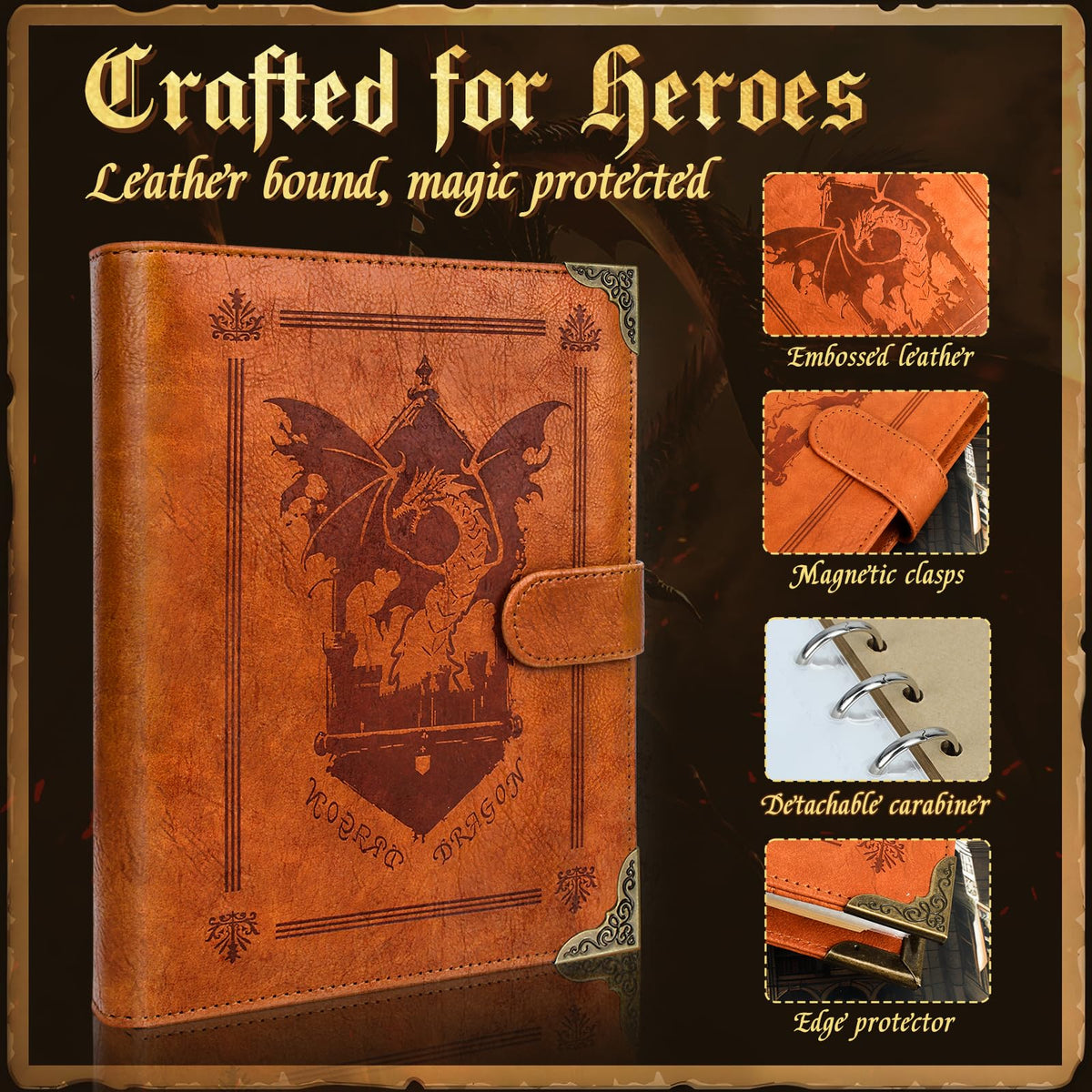 Byhoo DND spellbook card storage with space for up to 30 spell cards.