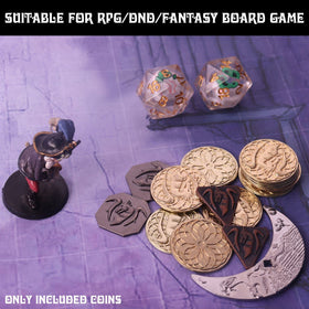 Suitable for DND and fantasy card games as clear currency markers.