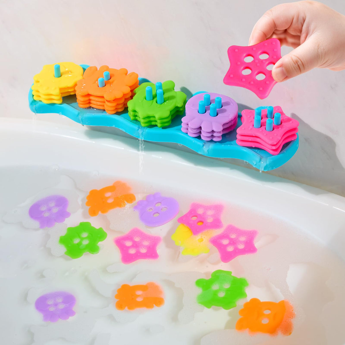 BYKASIST bath toys sea creatures stack promotes sorting and motor skills during bath time