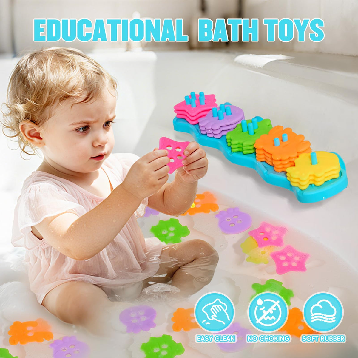 BYKASIST bath toys suction cup attachment holds toys securely on tub walls for stable play