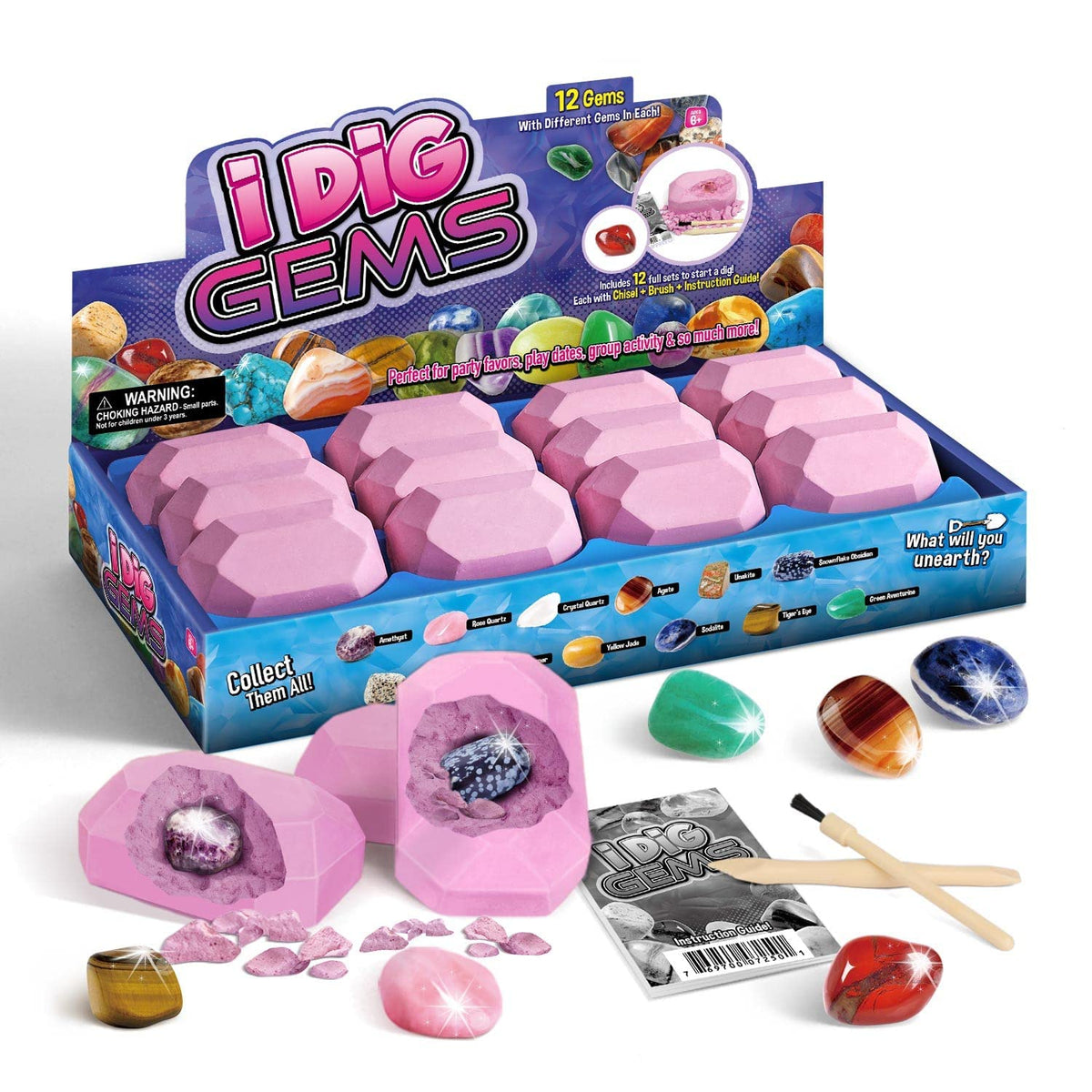 Byncceh Gamerside Gemstone Dig Kit box with organized display for easy cleanup.