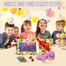 Byncceh Gamerside Gemstone Dig Kit gem cards provide gem information after excavation.