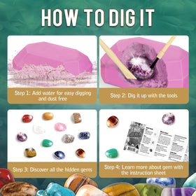 Byncceh Gamerside Gemstone Dig Kit kid-friendly design supports safe exploration.