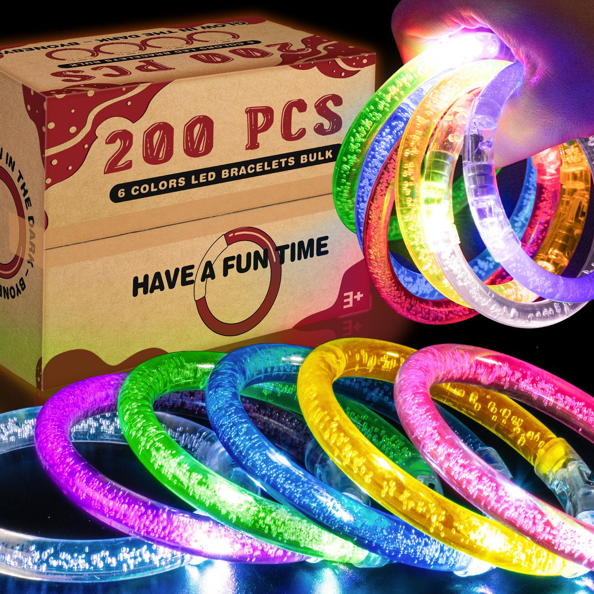 BYONEBYE glow bracelets in a 200 piece set for vibrant party wear