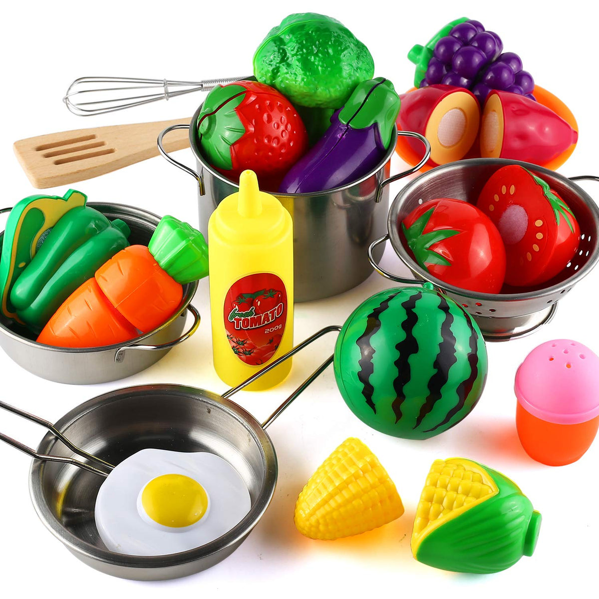 BYONEBYE realistic play food pieces spark creative scenarios during kitchen pretend time.