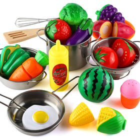BYONEBYE realistic play food pieces spark creative scenarios during kitchen pretend time.