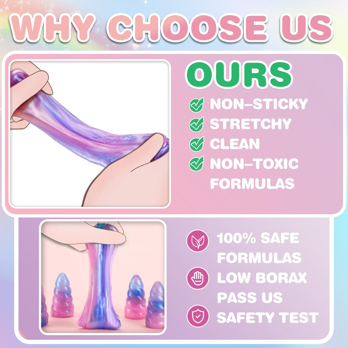 BYONEBYE sealed packaging prevents leaks for mess-free slime play.