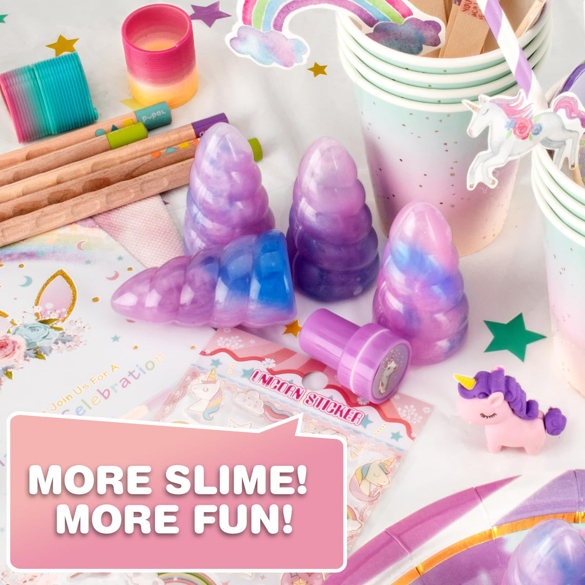 BYONEBYE unicorn slime kit is ideal for party favors and prizes.
