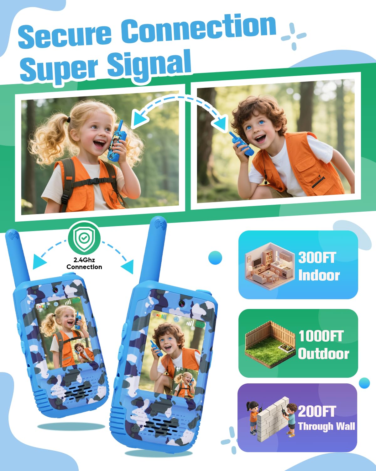 Byserten walkie talkies with rechargeable battery for extended backyard adventures