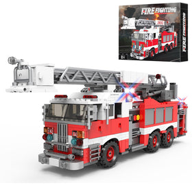 BYWBRICKIFY city firetruck bricks front view for immersive play and display.