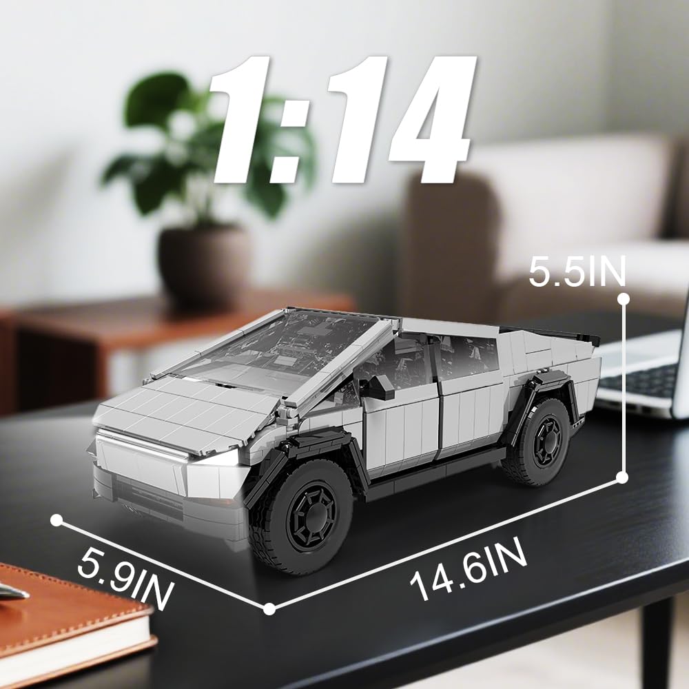 BYWBRICKIFY light-up truck rear lights enhance realism during evening desk viewing.