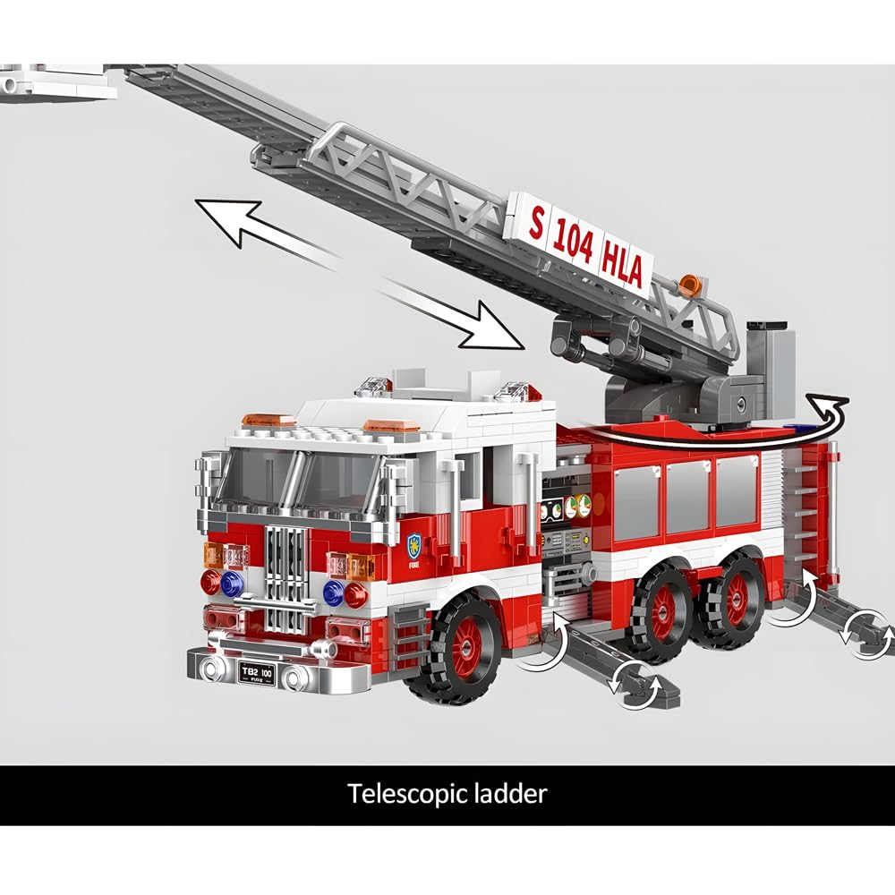 BYWbricks fire truck ladder extend for dynamic building fun