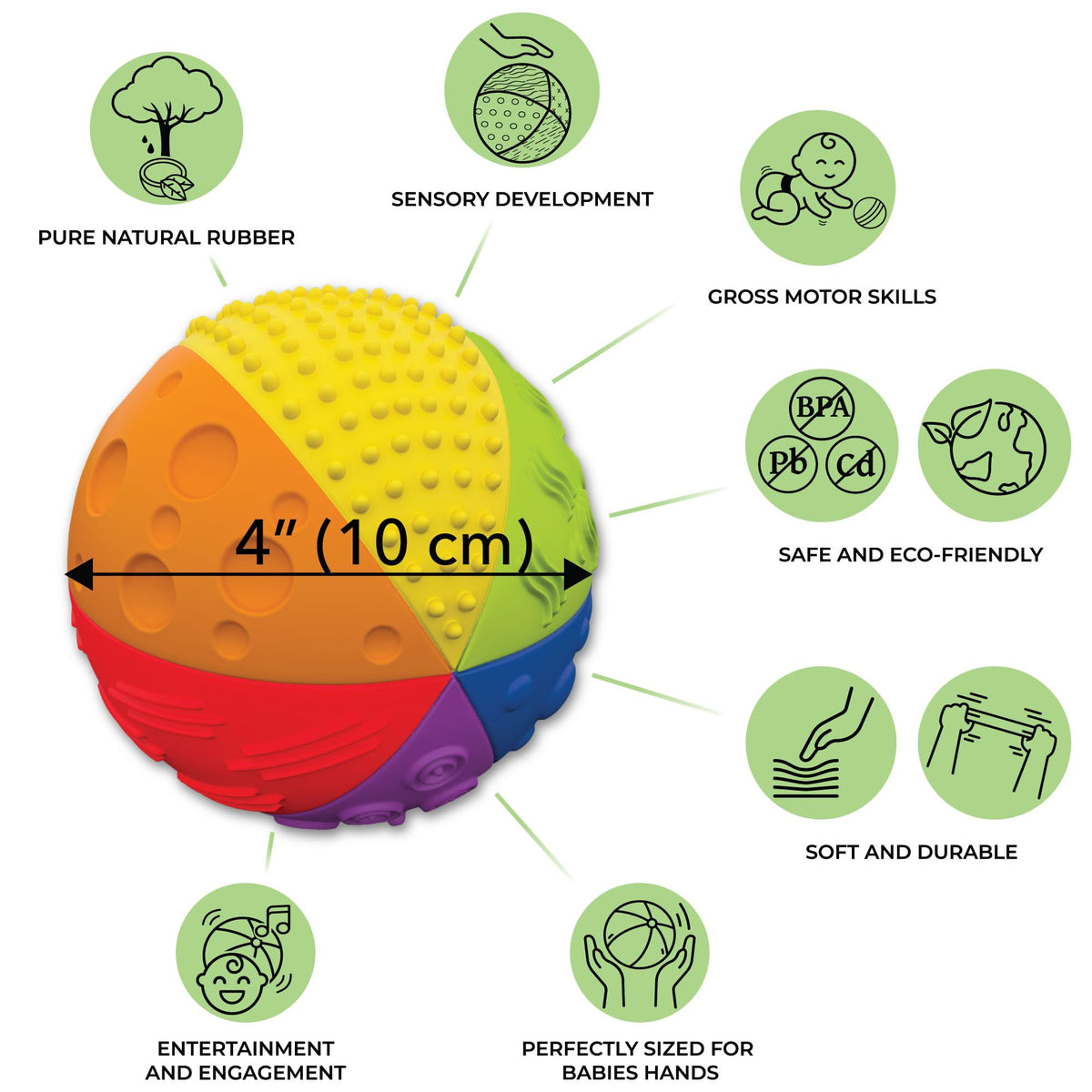 caaocho sensory ball rainbow colors encourages sensory play and grip