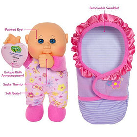 Cabbage Patch Kids Lil Swaddler removable swaddle aids easy dressing.