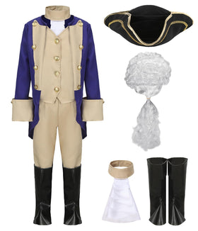 Cabeny George Washington costume coat for kids with authentic colonial styling for school plays.