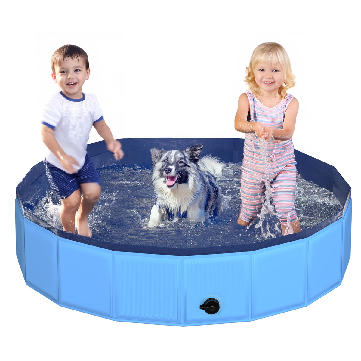 CACSPS dog pool foldable blue design for quick backyard setup and play