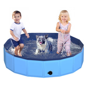CACSPS dog pool foldable blue design for quick backyard setup and play