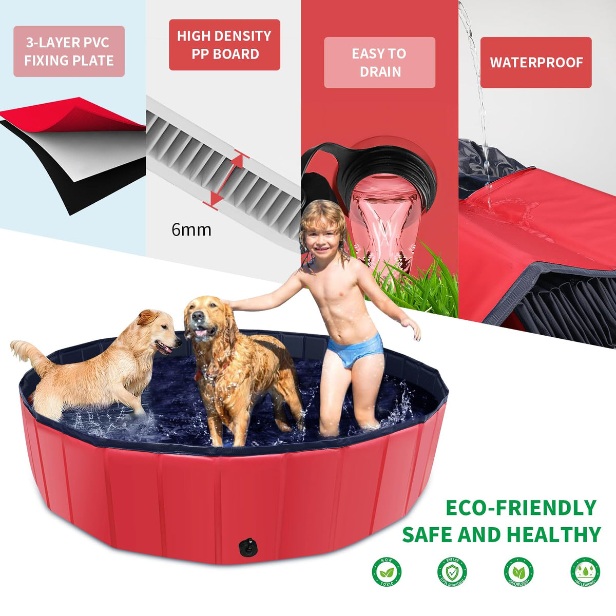 CACSPS foldable dog pool size options for breeds and playmates