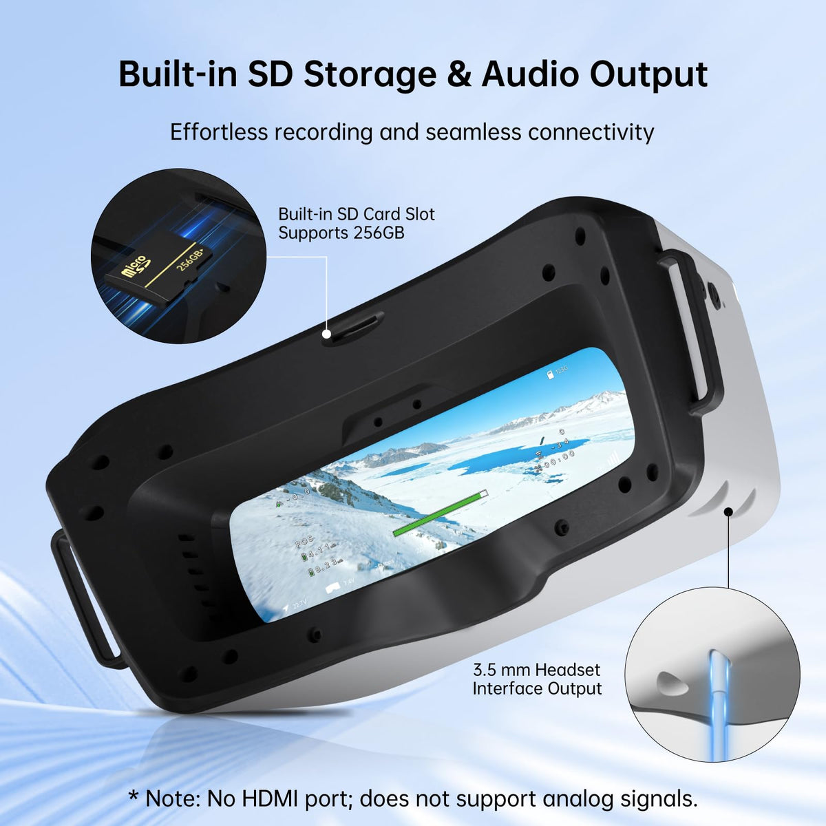 CADDXFPV Avatar HD goggles with built-in DVR saving flights to micro SD card.