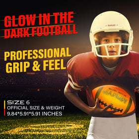 Cadyaw LED football action shot highlights durable outdoor design.